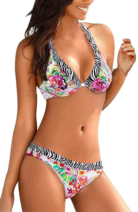 Womens Bikini Set Swimsuits Printed Padded Push Up WF Shopping