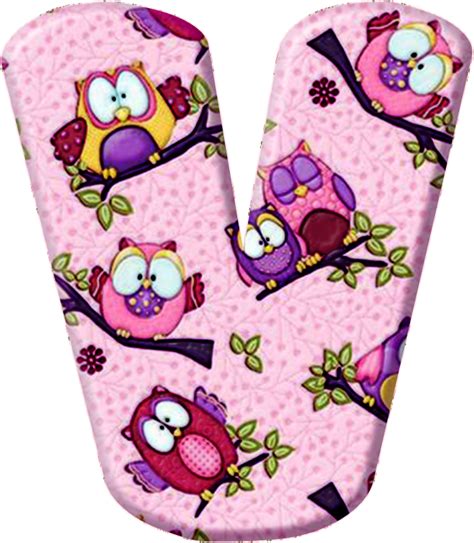 Abecedario Rosado con Búhos de Colores Pink Alphabet with Owls Oh