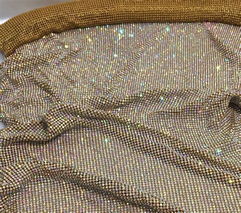 Gold Rhinestone Sheet With Ab Crystal Gold Rhinestone Fabric With Ab Crystal