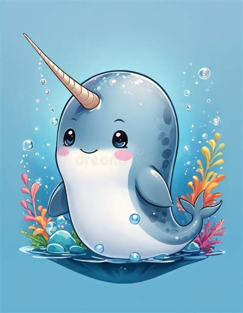 Baby Narwhal, Cartoon Style, AI Stock Illustration - Illustration of style, capture: 305476862