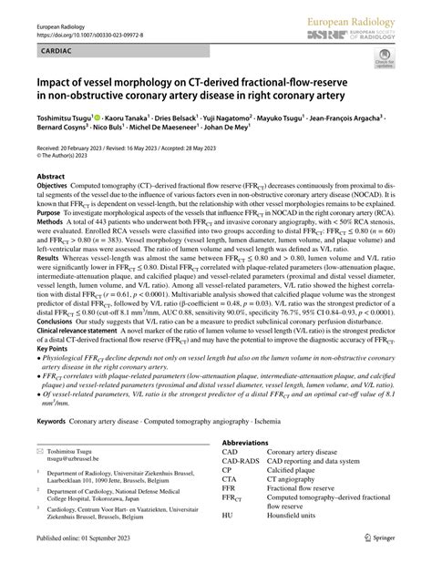 PDF Impact Of Vessel Morphology On CT Derived Fractional Flow Reserve