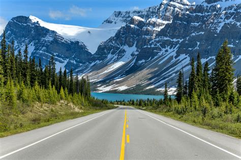 Icefields Parkway At Bow Lake A Spring Evening View Of Icefields