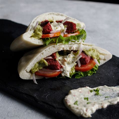 Falafel Pita Sandwich With Hummus And A Spiced Yoghurt Dressing Chefkraft