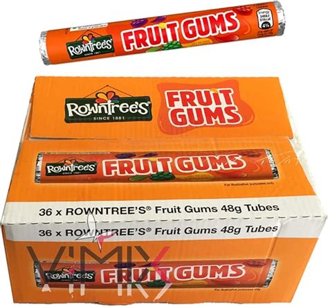 Full Box Of New Brand Rowntrees Fruit Gums Sweets Tubes 36 X 48 G