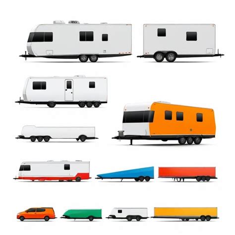 A Collection Of Different Types Of Trailers Including One That Has A