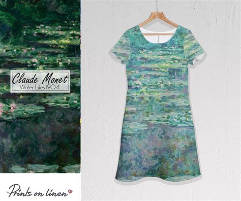 Linen dress, Claude Monet, Water Lilies, Linen women dress, Claude