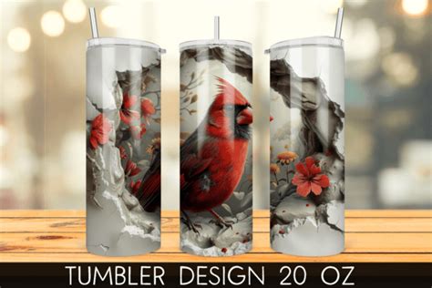 Red Cardinal Bird Hole In A Wall Tumbler Graphic By Mragjaza Creative