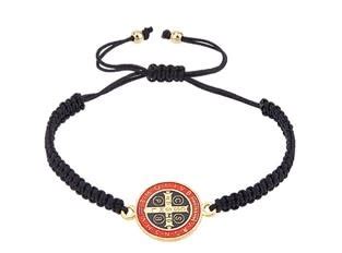 St Benedict Medal Black Corded Bracelet The ACTS Mission Store