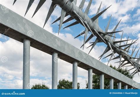 Closeup Spiked Fence Stock Photo Image Of Galvanized 35644066