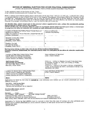 Completable En L Nea Notice Of General Primary Election Party Hall