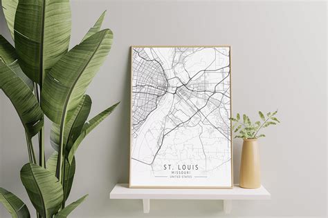 St Louis Missouri US Gray City Map Graphic By Calendarstores