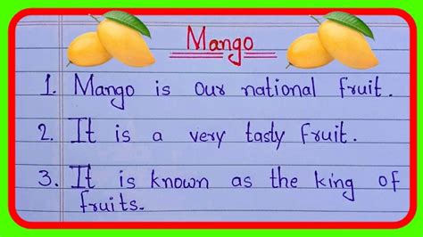 10 Lines On Mango In English Mango Essay 10 Lines Essay On Mango