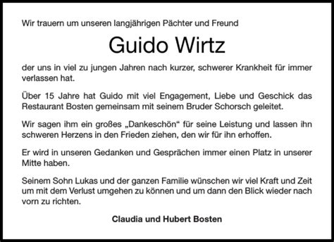 Traueranzeigen Von Guido Wirtz Aachen Gedenkt