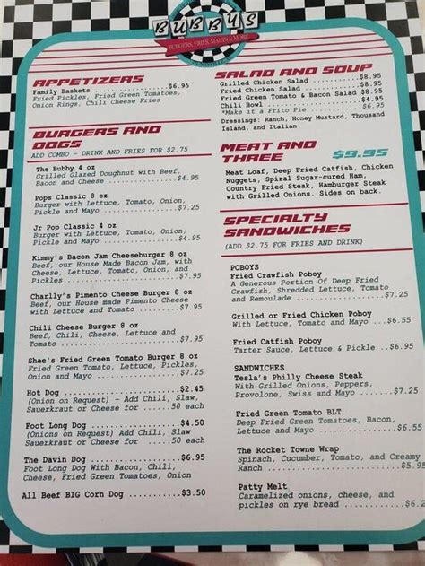 Carta Del Restaurante Bubbys Diner Huntsville