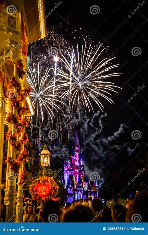 Disney Cinderella Castle Fireworks and Lights Editorial Image - Image ...