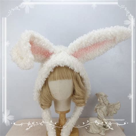 Oversized Bunny Ears White And Pink Hat