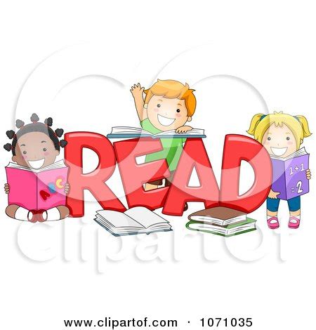 Clipart Preschool Kids With The Word READ - Royalty Free Vector ...