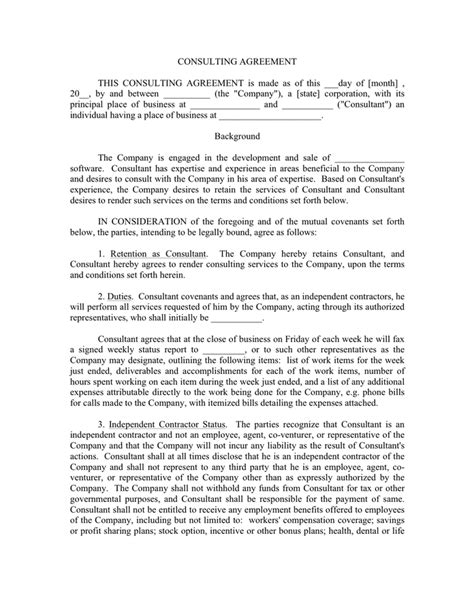 Consulting Agreement Template In Word And Pdf Formats