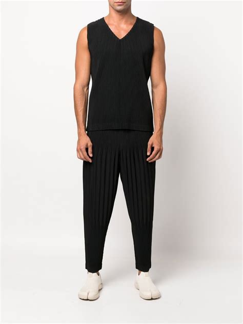 Homme Pliss Issey Miyake Fully Pleated V Neck Vest Farfetch