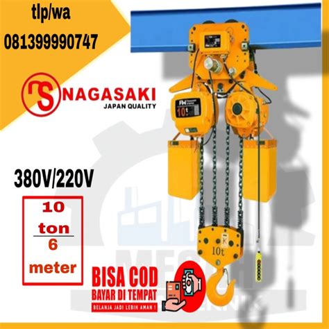 Jual Electric Chain Hoist Kapasitas 10 Ton Rantai 6 Mtr With Electric