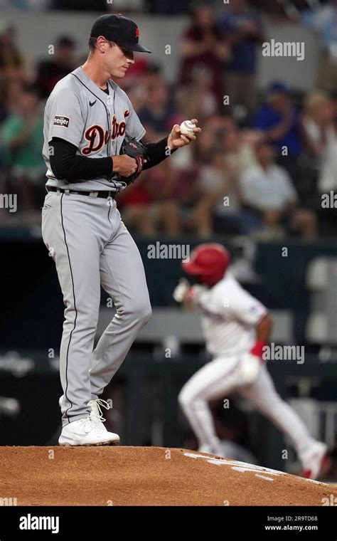 Detroit Tigers Starting Pitcher Joey Wentz Looks At A New Ball While