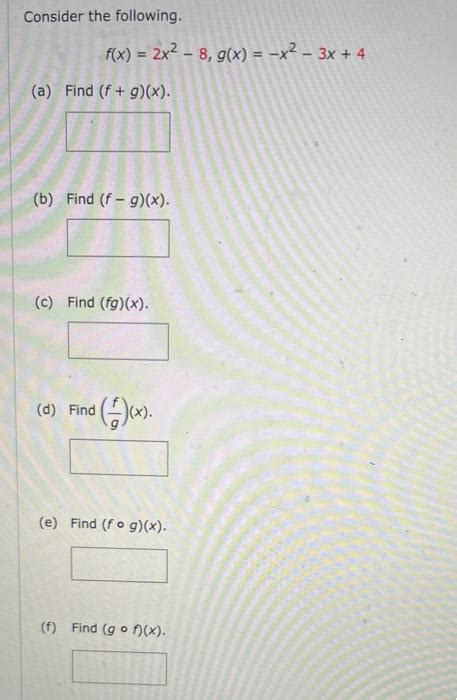 Solved Consider The Following Fx2x2−8gx−x2−3x4 A