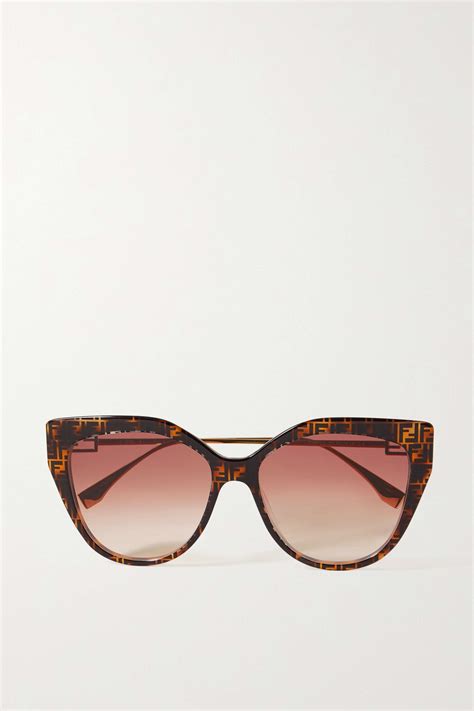 Fendi Eyewear Oversized Cat Eye Printed Tortoiseshell Acetate And Gold Tone Sunglasses Net A