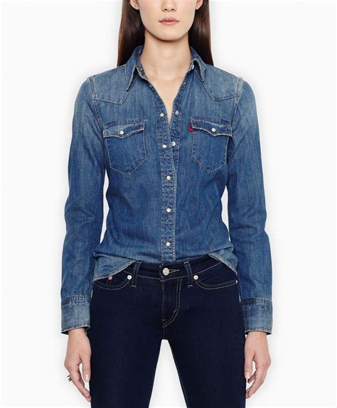 Denim Shirt Dark Denim Shirt Womens Denim Shirt Womens Clothing Tops