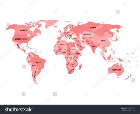 World Map Names Sovereign Countries Larger Stock Vector (Royalty Free ...