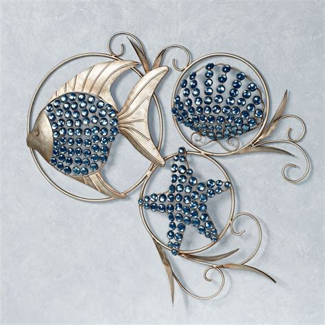 Ocean Gems Fish And Seashell Metal Wall Art