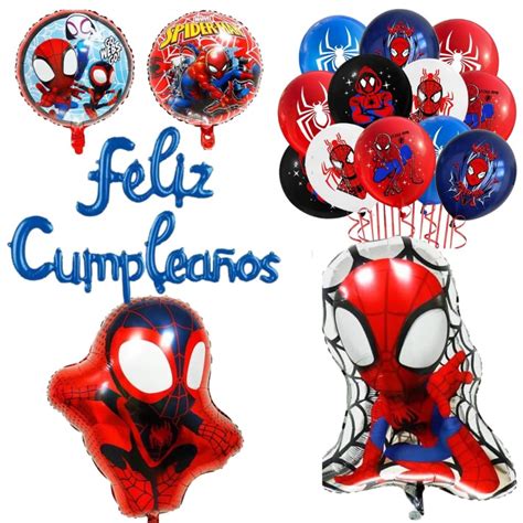 Set Globos Aluminio Globos L Tex Feliz Cumplea Os Spiderman Tu