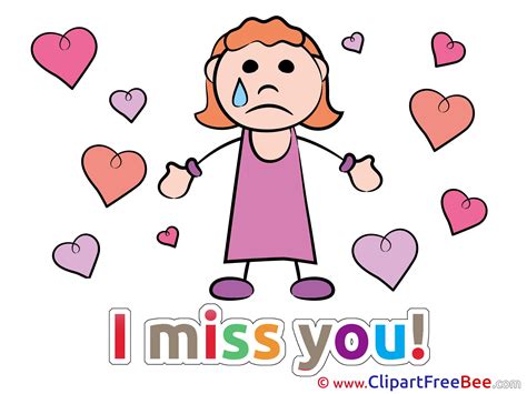 Girl Hearts Cliparts I miss You for free