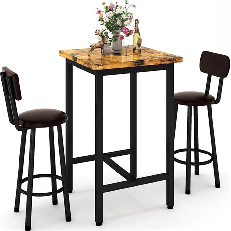 Recaceik 3 Piece Pub Dining Set Modern Bar Table And