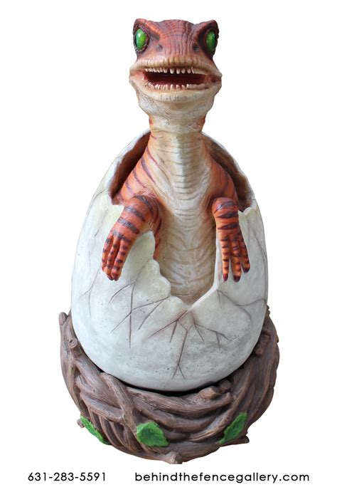 Hatching Raptor Dinosaur in Egg Statue Hatching Raptor Dinosaur in Egg ...