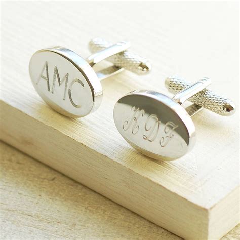 Engraved Oval Cufflinks Initial Cufflinks, Monogrammed Cufflinks ...