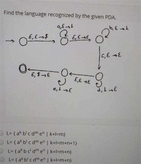 Solved Find The Language Recognized By The Given PDA B 1 Chegg