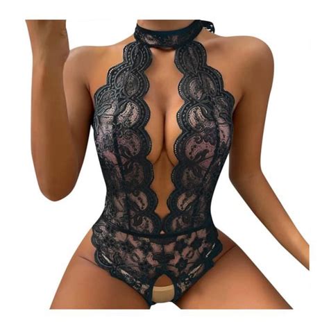 Ensemble Lingerie Sexy Femme Dentelle Décolleté en V Noir Noir Cdiscount Prêt à Porter