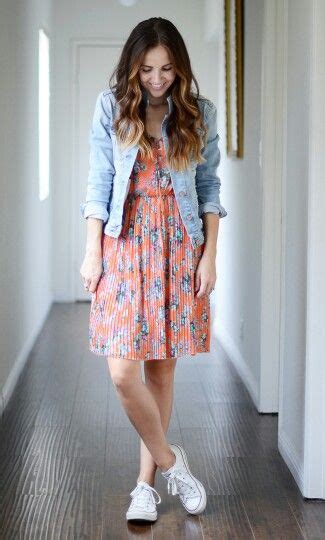 An Outfit Id Wear Denim Jacket Converse And Cute Dress Fashion Summer