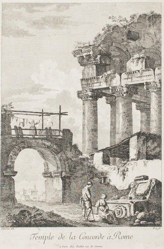 Temple De La Concorde Rome Original Etching By C L Cl Risseau