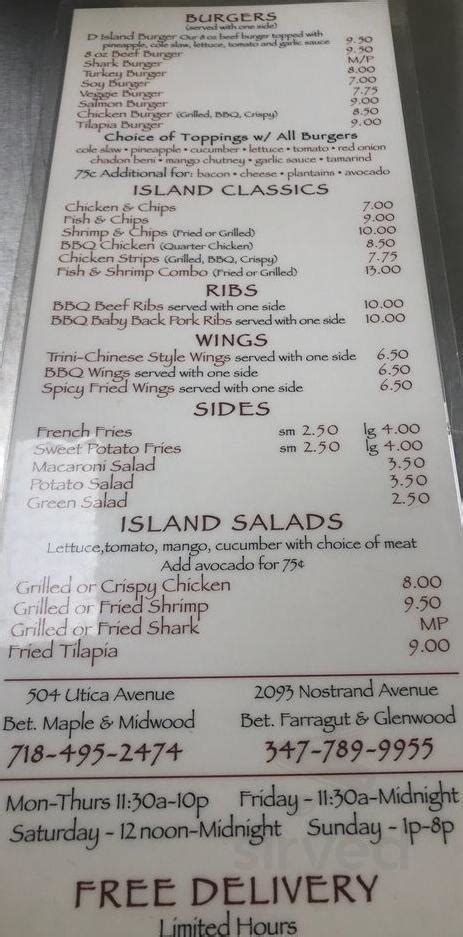 Island Burger Menu In Brooklyn New York Usa