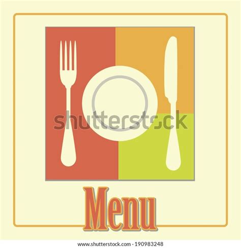 Empty Dinner Plate Drawing Knife Fork Stock Vector Royalty Free