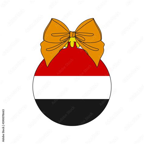 Egypt flag on a Christmas ball. One line drawing. Vector illustration ...