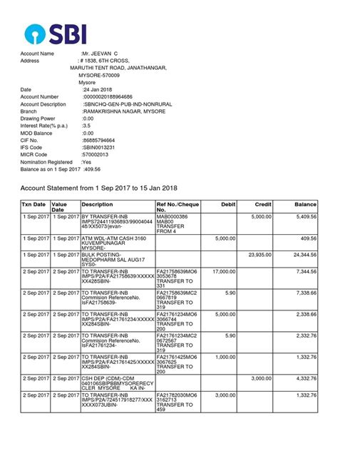 Account Statement From 1 Sep 2017 To 15 Jan 2018 Txn Date Value Date Description Ref Nocheque