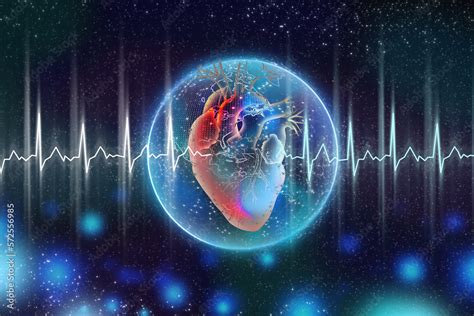 Heart Inside Planet Earth With Heart Rate Earth Heart With Heartbeat