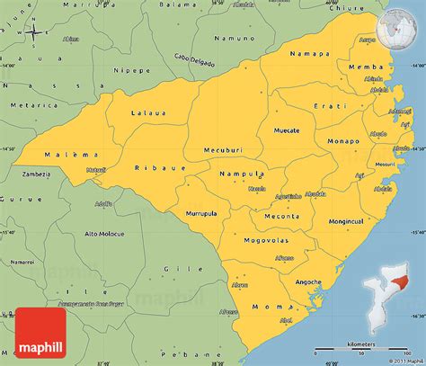 Savanna Style Simple Map of Nampula