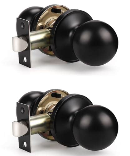 KNOBWELL 2 Pack Matte Black Indoor Door Knobs, Classic Passage Door Knob Set for Hall and Closet ...