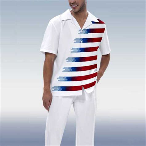 Men Summer Outfit 2 Piece Set Short Sleeve Button Shirt And Pants