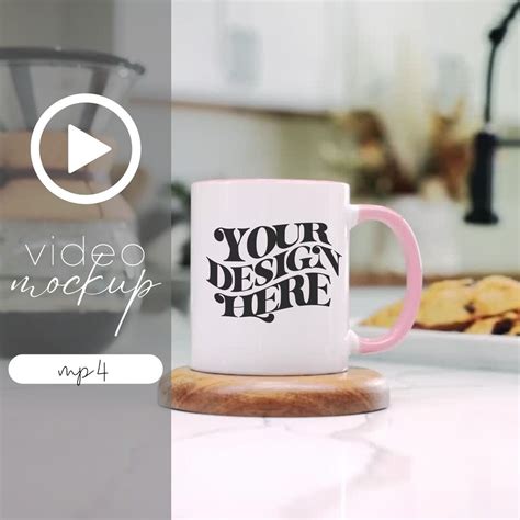 Video Mug Mockup Two Tone Mug Mockup Pink Accent Mug Pink Video