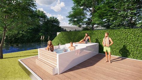 Design Jacuzzi Met Ligplatform Jacuzzi Buiten Zwembad Huizen Spa