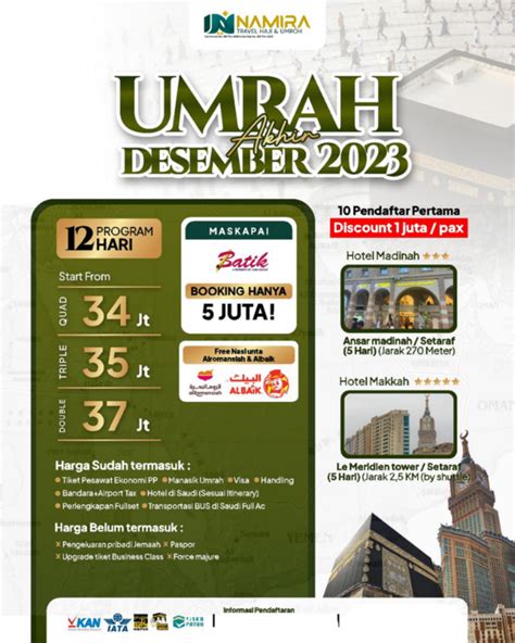 Umroh Akhir Desember Harga Mulai Jutaan Dari Namira Travel